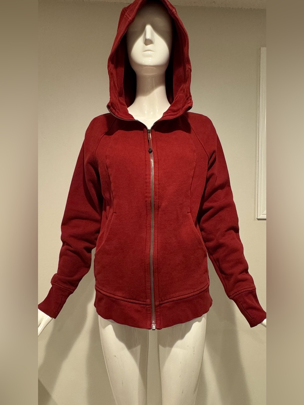 Lululemon Scuba Hoodie Deep Red Full Zip | Size 10 | Oversized Hood